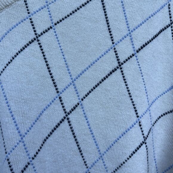 Brooks Brothers Men’s Supima Cotton Cream Blue Argyle V-Neck Sweater Size Medium - Picture 3 of 5
